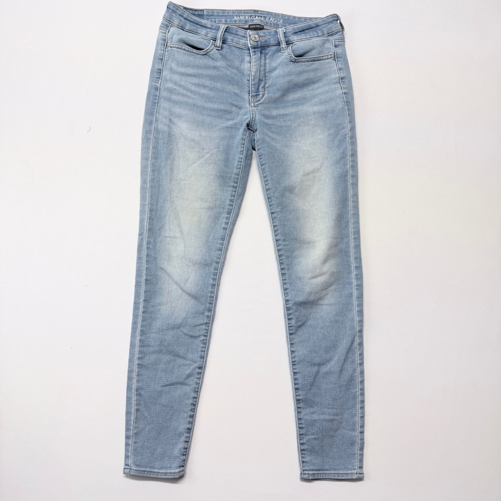 American Eagle Super Stretch Jeggings Light Wash Blue Skinny Jeans Size 8 Reg